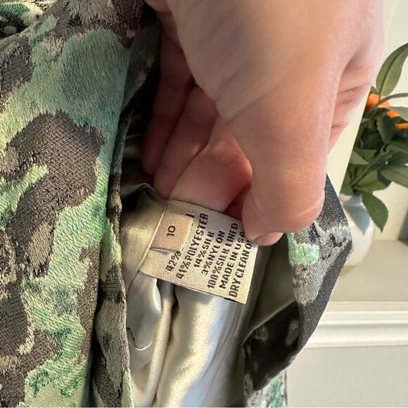 Lela Rose Blue Green Jacquard Printed Mini Dress Small - Picture 5 of 12